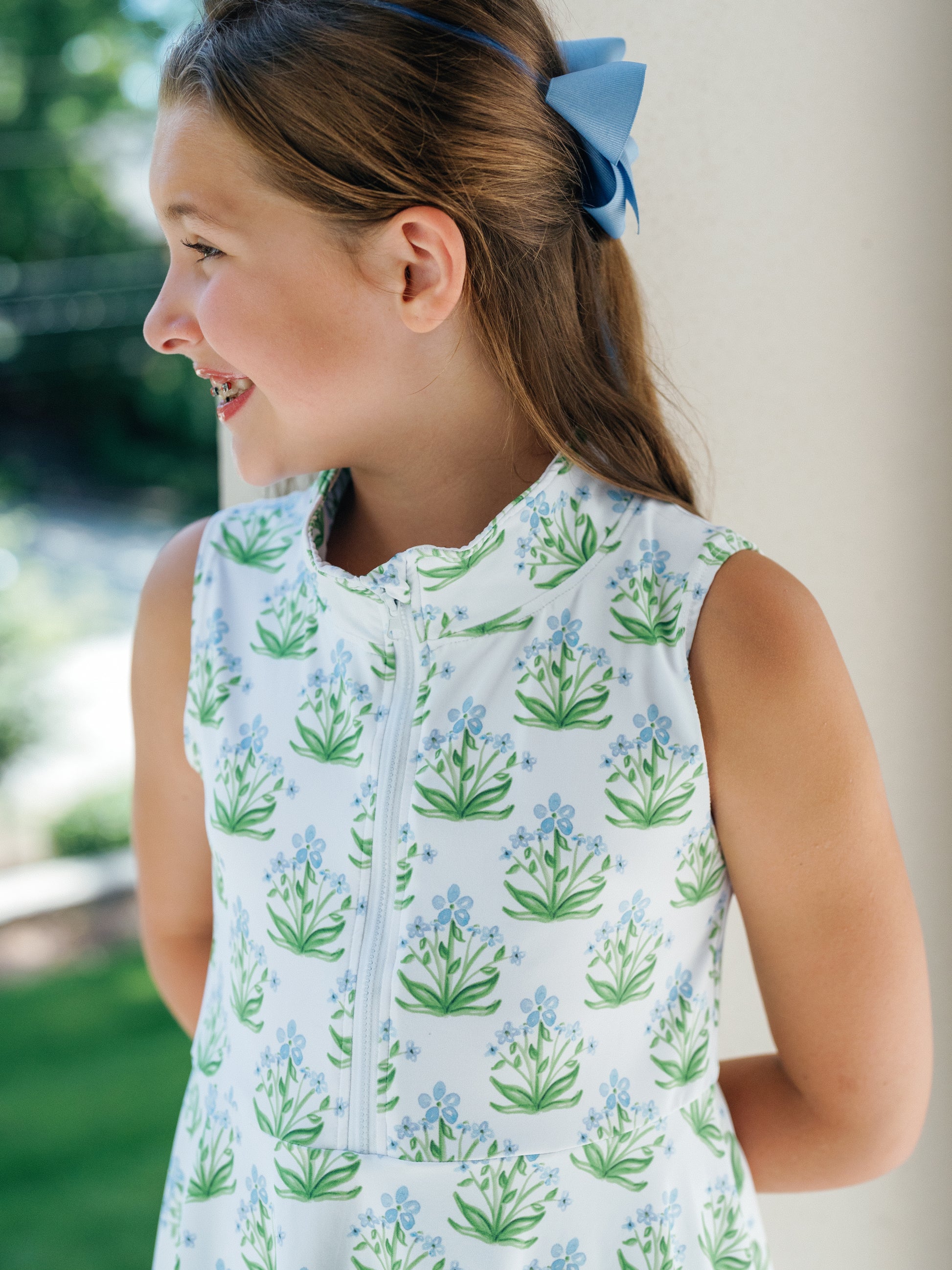 Reese Tennis Dress in Blue Bouquet Close-Up