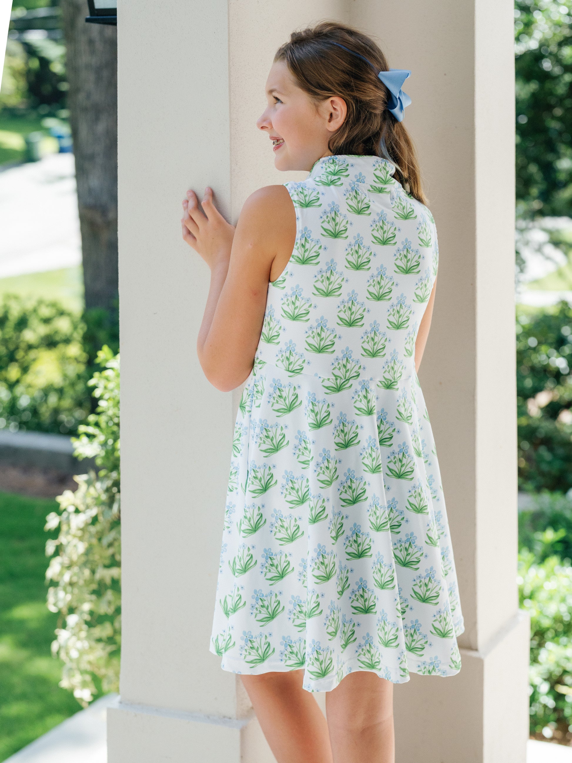 Reese Tennis Dress in Blue Bouquet Back