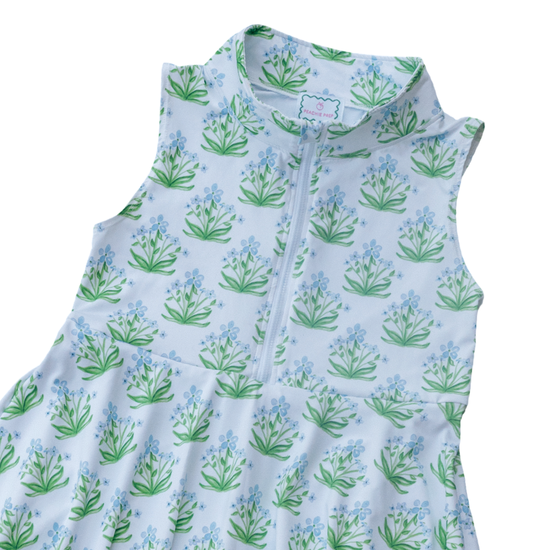 Reese Tennis Dress in Blue Bouquet Standalone Close-Up