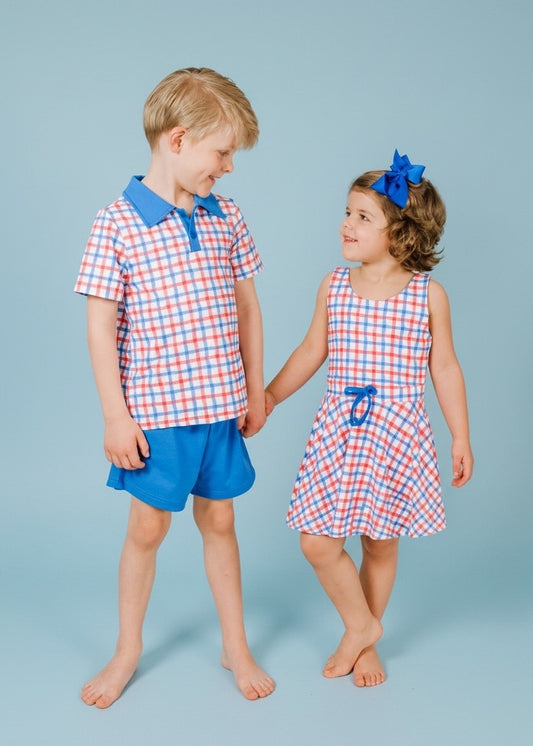 Charlie Set in Patriotic Plaid