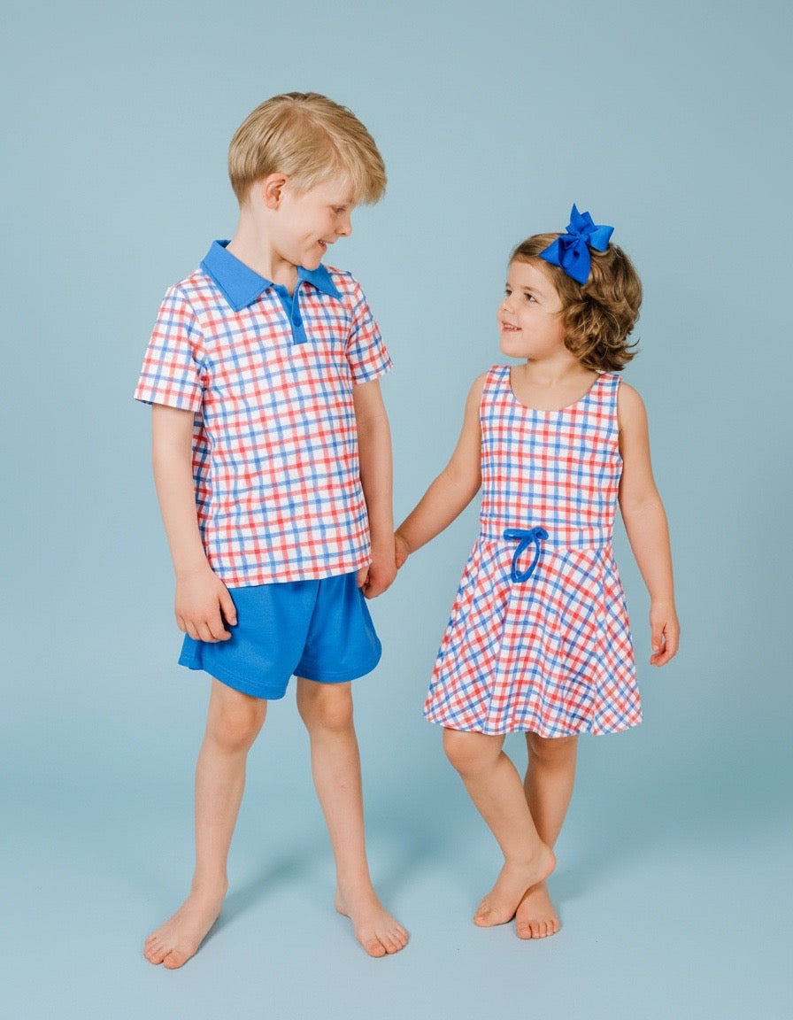 Sissy Dress in Patriotic Plaid