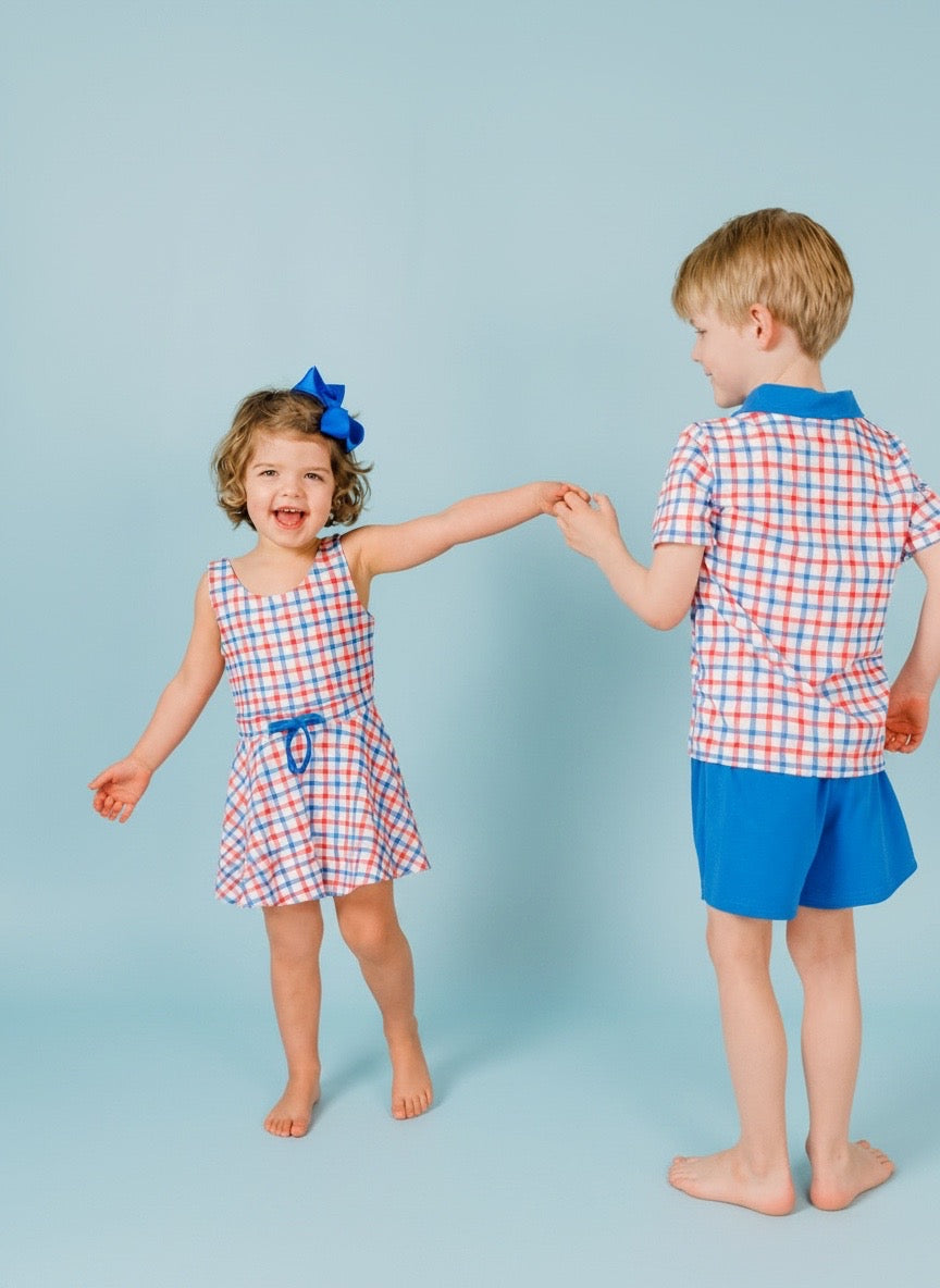 Charlie Set in Patriotic Plaid