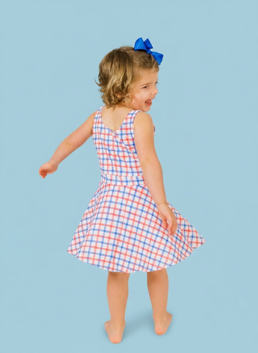 Sissy Dress in Patriotic Plaid