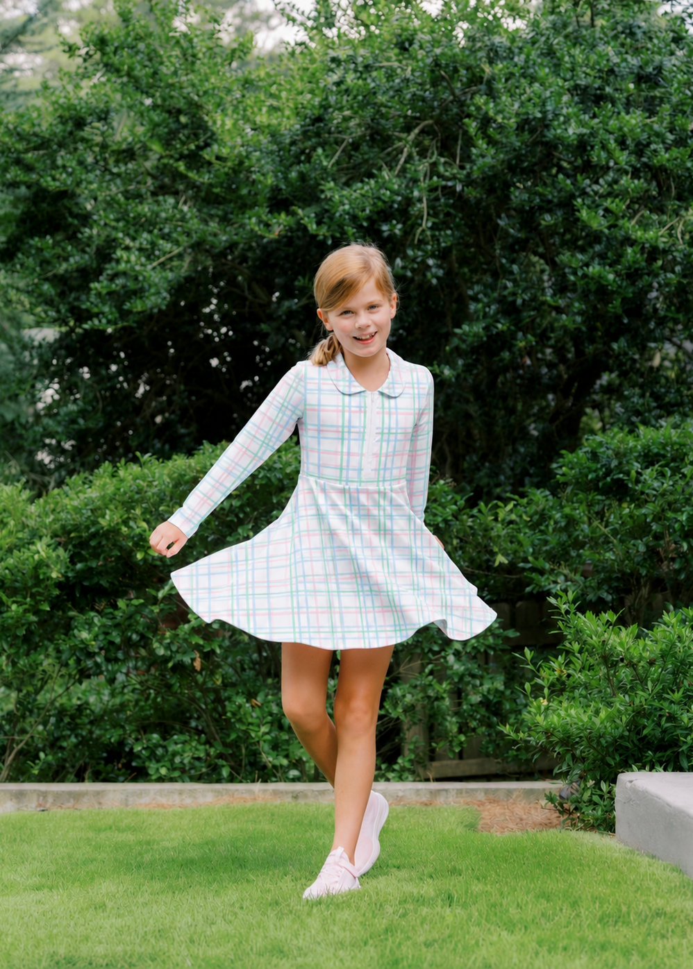 Cece Tennis Dress in Pastel Plaid