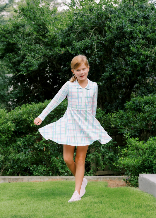 Cece Tennis Dress in Pastel Plaid