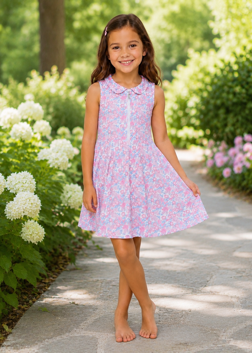 Reese Tennis Dress in Pink Garden Party