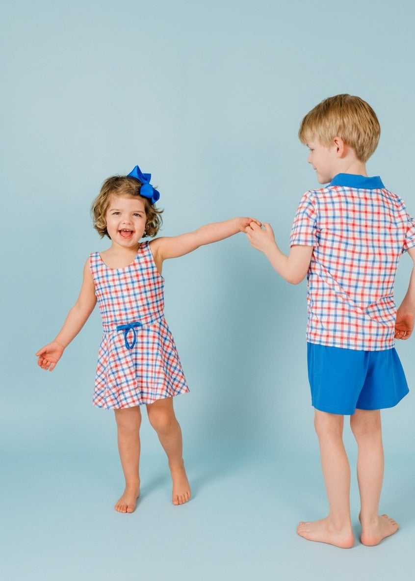 Sissy Dress in Patriotic Plaid