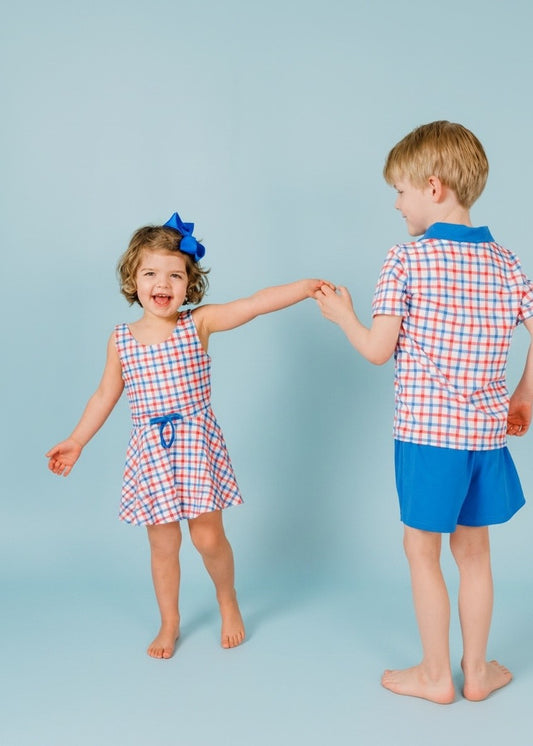 Sissy Dress in Patriotic Plaid